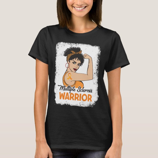 Multiple Sclerosis Awareness MS Warrior Orange Rib T-Shirt (Front)