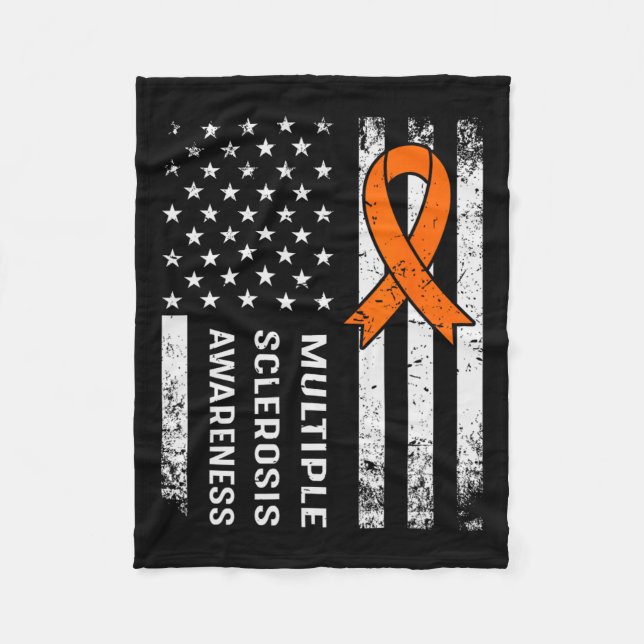 Multiple Sclerosis Awareness Orange Ribbon 2  Fleece Blanket (Front)