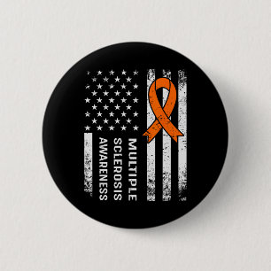 Multiple Sclerosis Awareness Orange Ribbon 2 Inch Round Button