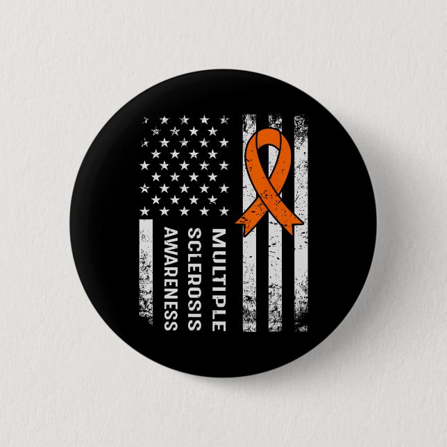 Multiple Sclerosis Awareness Orange Ribbon 2  Inch Round Button (Front)
