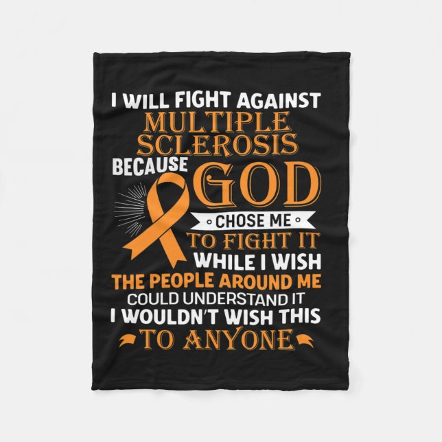 Multiple Sclerosis Awareness Orange Ribbon Men Wom Fleece Blanket (Front)