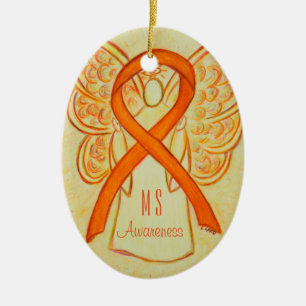 Multiple Sclerosis Awareness Ribbon Angel Ornament