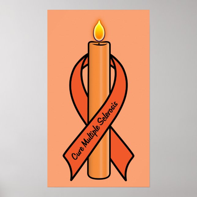 Multiple Sclerosis Awareness Ribbon Candle of Hope Poster (Front)