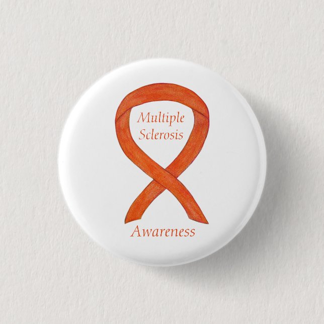 Multiple Sclerosis Awareness Ribbon Custom Pins (Front)