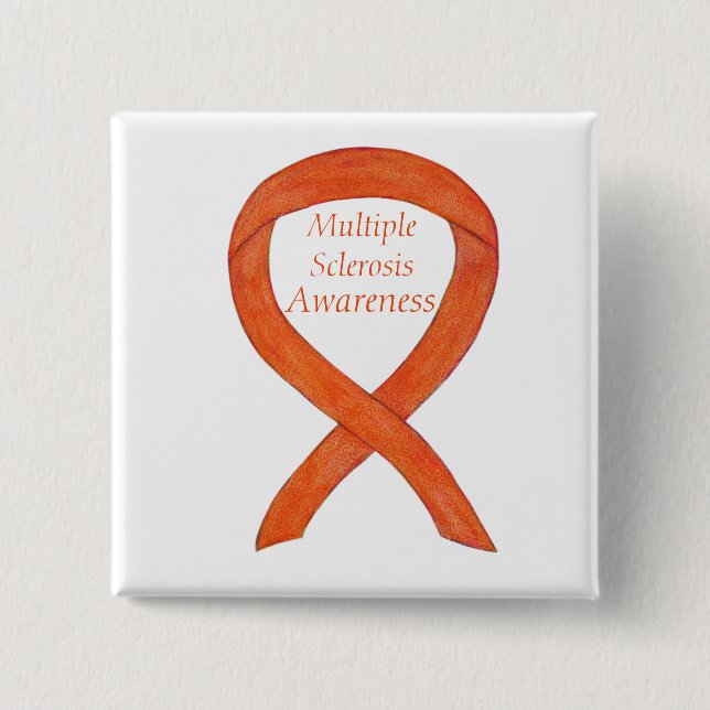 Multiple Sclerosis Awareness Ribbon Custom Pins (Front)
