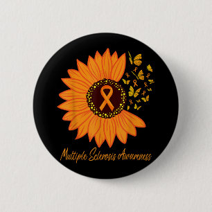Multiple Sclerosis Awareness Ribbon Flower Ms Butt 2 Inch Round Button