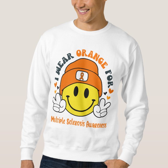 Multiple Sclerosis Awareness Ribbon Support Gifts Sweatshirt (Front)