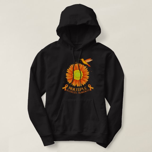 Multiple Sclerosis Awareness Sunflower Hummingbird Hoodie (Design Front)