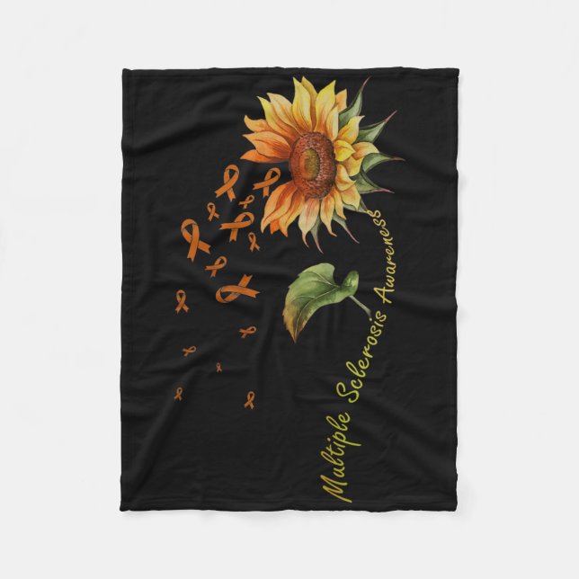Multiple Sclerosis Awareness Sunflower Ms Awarenes Fleece Blanket (Front)