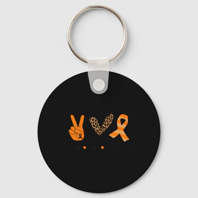 Multiple Sclerosis Awareness Tee Peace Love Cure Keychain (Front)