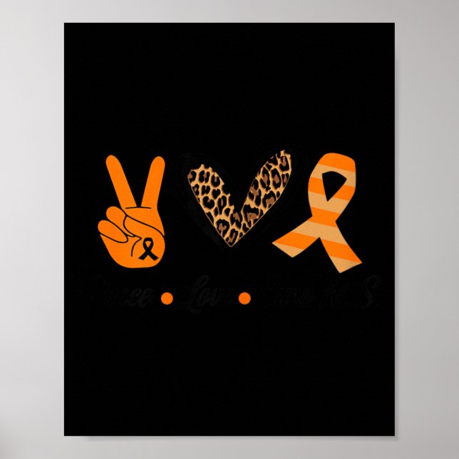 Multiple Sclerosis Awareness Tee Peace Love Cure Poster (Front)