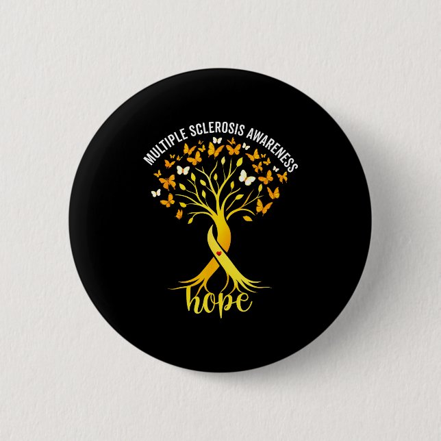 Multiple sclerosis awareness tree hope ms survivor 2 inch round button (Front)