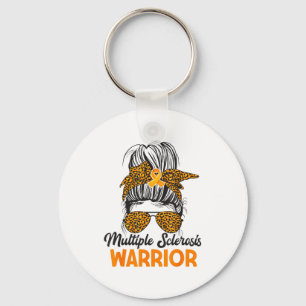 Multiple Sclerosis Awareness Warrior Messy Bun Ora Keychain