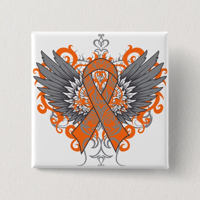Multiple Sclerosis Awareness Wings 2 Inch Square Button (Front)