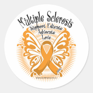 Multiple Sclerosis Butterfly 3 Classic Round Sticker