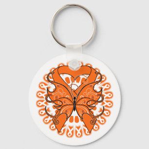 Multiple Sclerosis Butterfly Circle of Ribbons Keychain