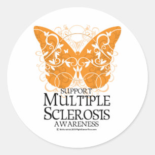 Multiple Sclerosis Butterfly Classic Round Sticker