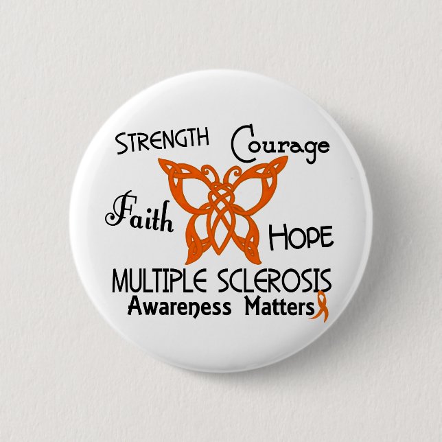 Multiple Sclerosis Celtic Butterfly 3 2 Inch Round Button (Front)