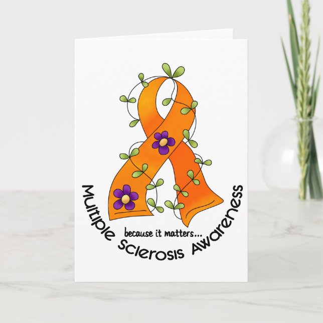 Multiple Sclerosis FLOWER RIBBON 1 Card (Front)
