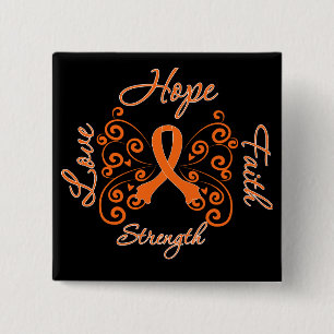 Multiple Sclerosis Hope Motto Butterfly 2 Inch Square Button