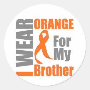 Multiple Sclerosis I Wear Orange Ribbon Brother Classic Round Sticker