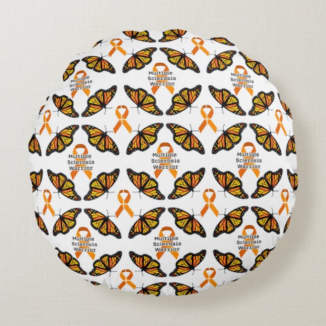 Multiple sclerosis MS warrior with butterflies Round Pillow (Front)