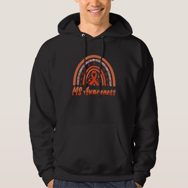 Multiple Sclerosis Orange Ribbon Men Women MS Awar Hoodie (Front)