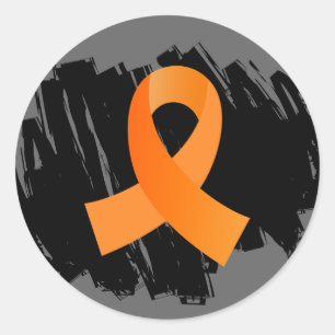 Multiple Sclerosis Orange Ribbon With Scribble Classic Round Sticker