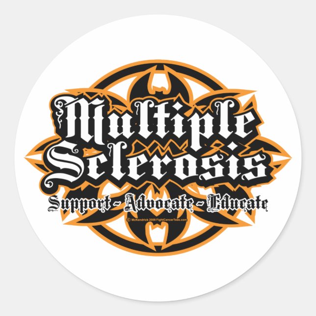 Multiple Sclerosis Tribal Classic Round Sticker (Front)