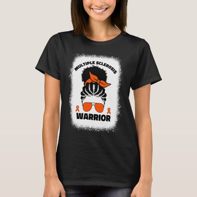 Multiple Sclerosis Warrior For Afro Black Women Ms T-Shirt (Front)