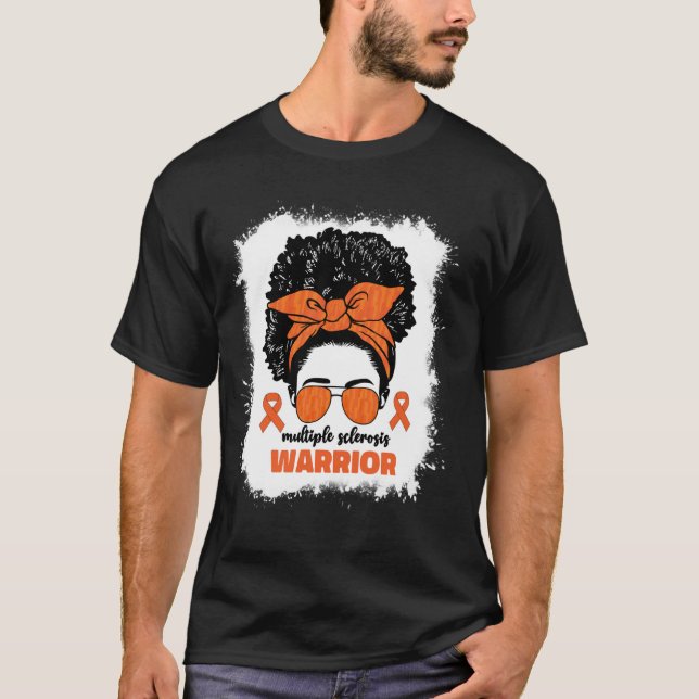 Multiple Sclerosis Warrior For Afro Black Women Ms T-Shirt (Front)