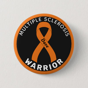 Multiple Sclerosis Warrior Ribbon Black Button