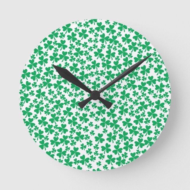 Multiple Shamrocks Round Clock (Front)