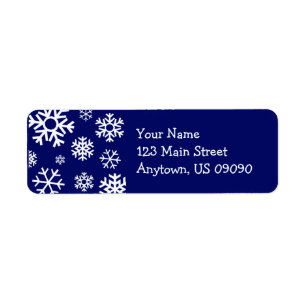 Multiple Snowflakes Address Label (Navy Blue)