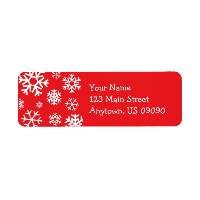 Multiple Snowflakes Address Label (Red) (Front)