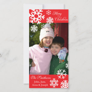 Multiple Snowflakes Christmas Photo card (Red)