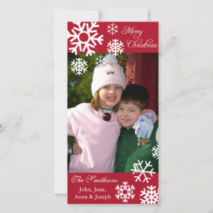 Multiple Snowflakes Christmas Photocard (Burgandy) Holiday Card
