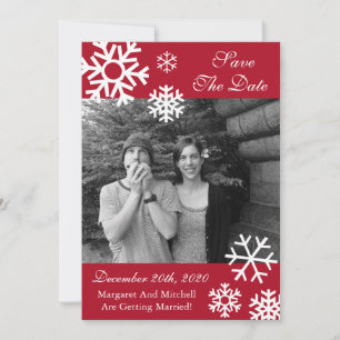 Multiple Snowflakes Photo Save The Dates Burgandy Date