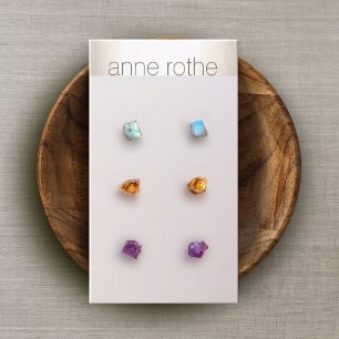 Multiple Three Stud Earring Hole Display Holder Business Card