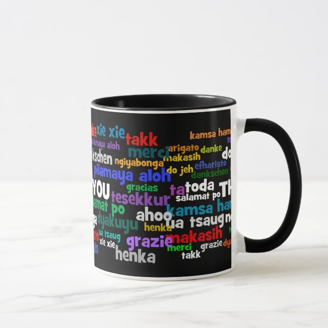 Multiple Ways to Say Thank You in Many Languages Mug (Right)