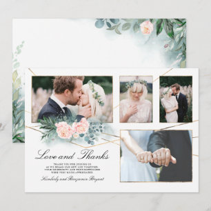Multiple Wedding Photos Love and Thanks Photo Invitation