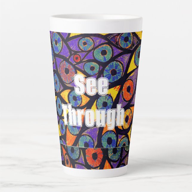 Multiple WEIRD Colourful Eyes Latte Mug (Front)