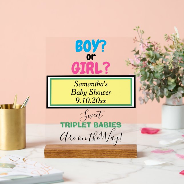 Multiples Baby shower rose bleu jaune vert NOM (Mariage)