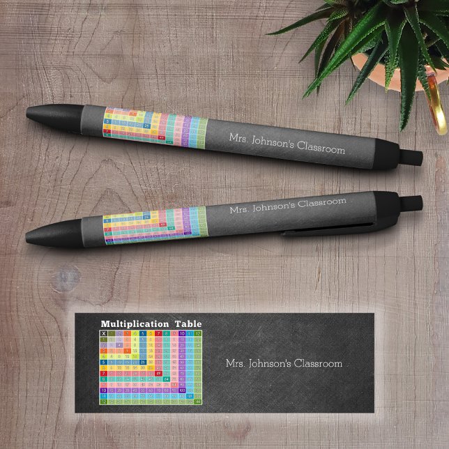 multiplication table classroom instant calculator black ink pen (Periodic Table of Elements on a writing pen)