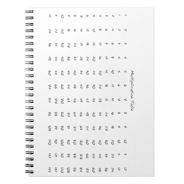 Multiplication Table Notebook (Front)