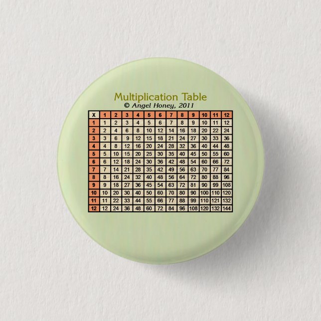 Multiplication Table orange AH2011 1 Inch Round Button (Front)