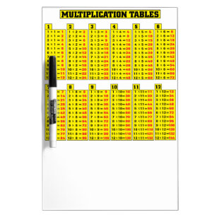 Multiplication tables - math dry erase board