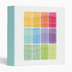 Multiplication times table - rainbow binder