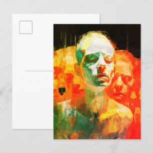 Multiplicity of Mind Abstract Emotional Portrait Postcard