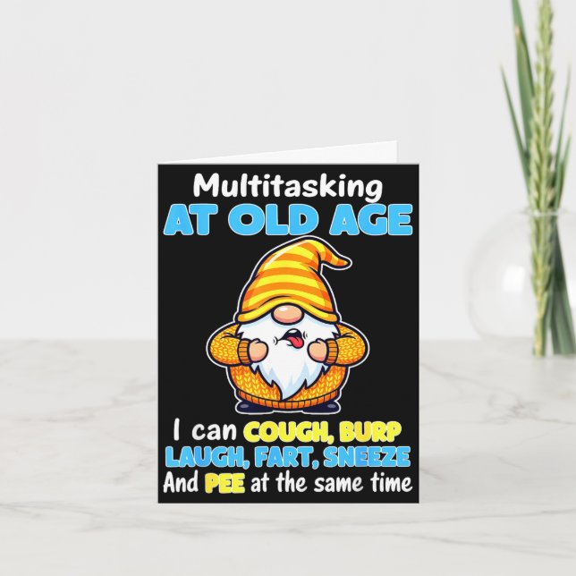 Multitasking at old age can cough burp laugh fart card (Front)